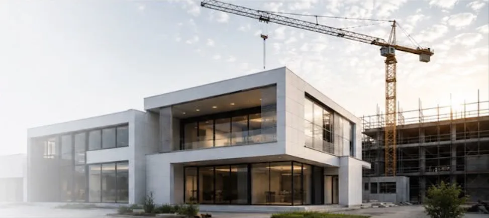 Modernes Bauprojekt mit Kran